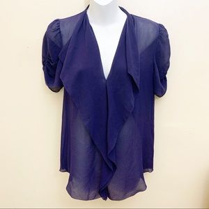 T. Babaton Short Sleeve Ruffles Purpled Top Sz XS